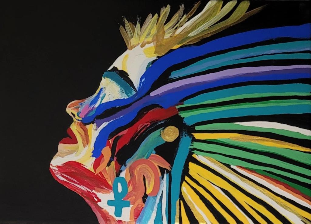Colorful warrior portrait painting — Awakened, Healed, United
