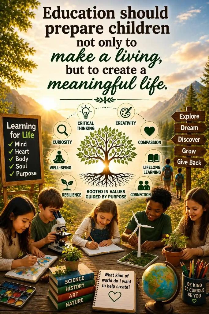 Education should prepare children not only to make a living, but to create a meaningful life — Rooted in Values, Guided by Purpose