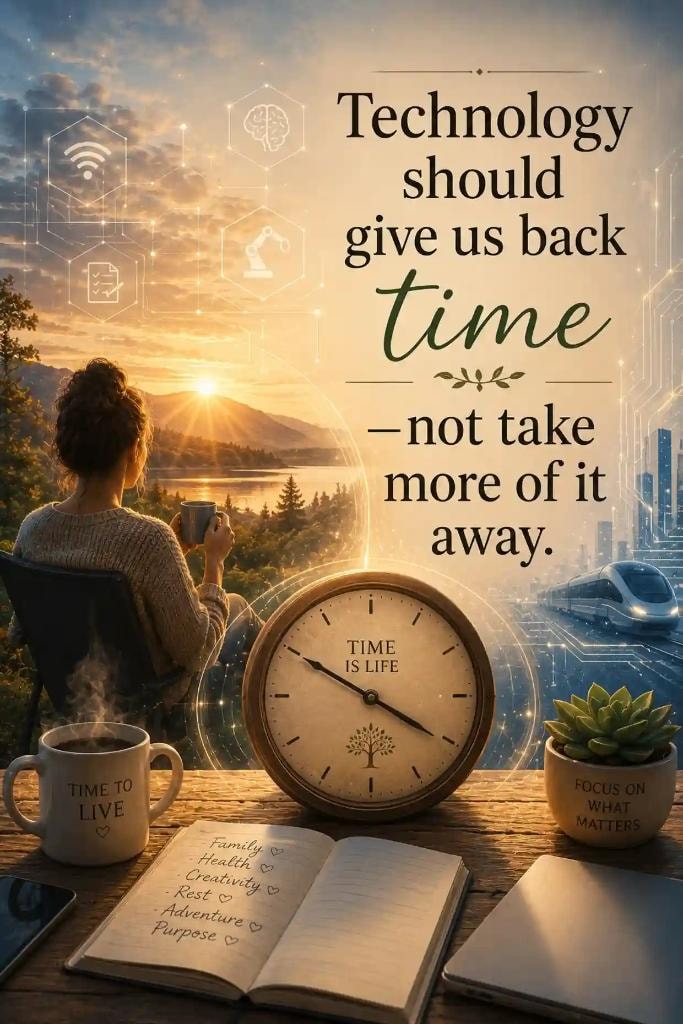 Technology should give us back time — not take more of it away. Time is Life.