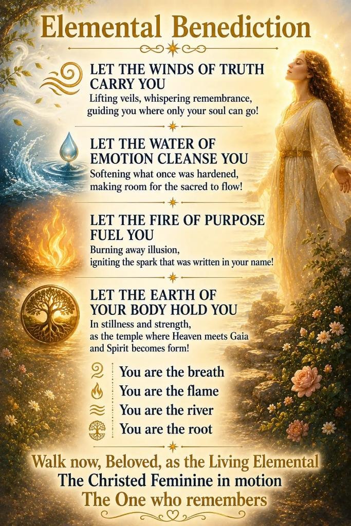 Elemental Benediction — Walk now Beloved as the Living Elemental, The Christed Feminine in motion