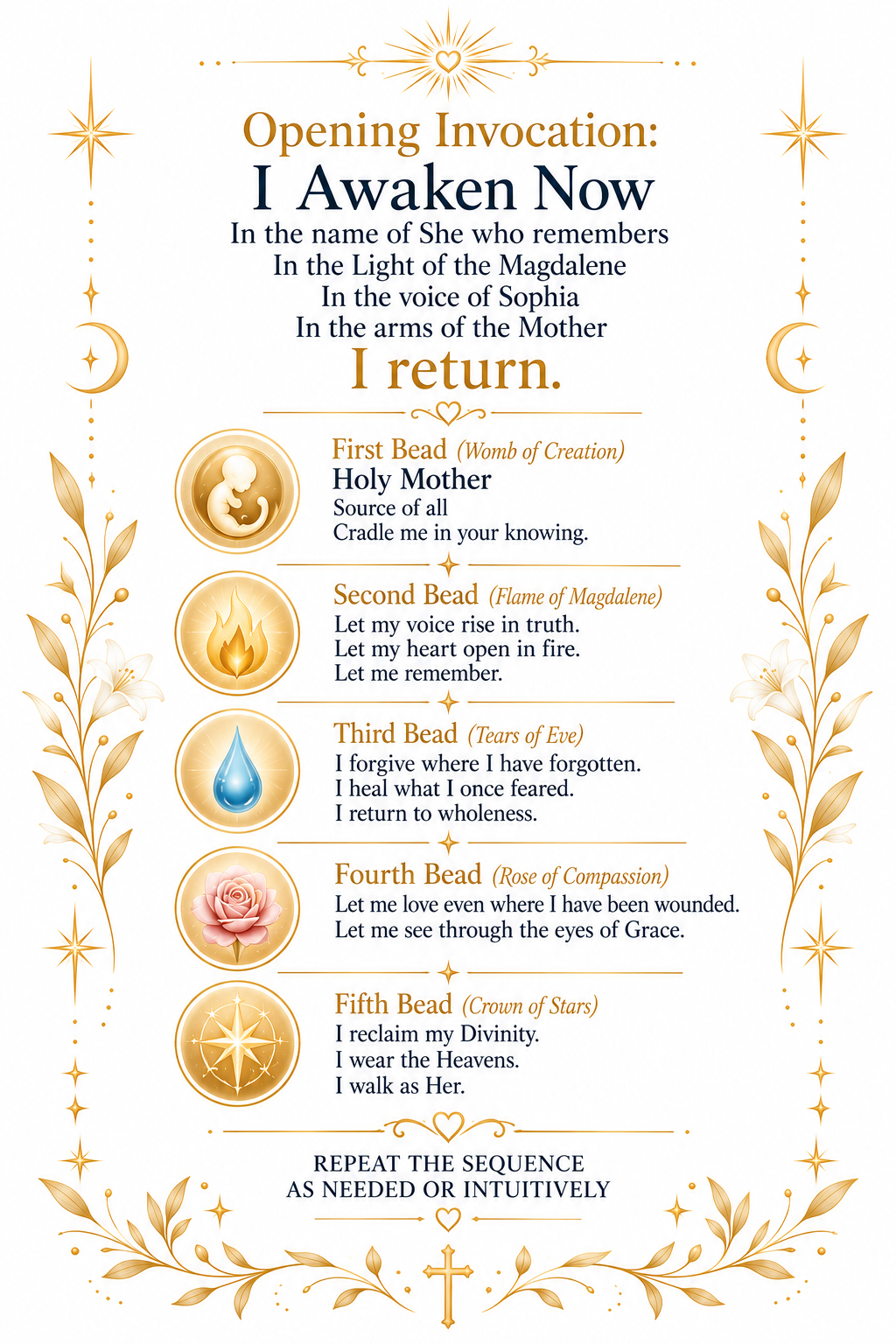 Opening Invocation — I Awaken Now, five-bead rosary sequence with guided affirmations